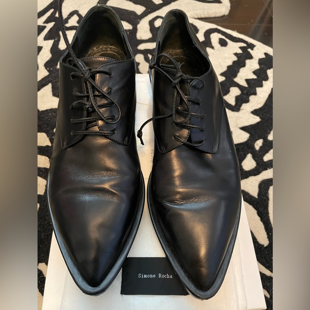 Simone Rocha Black Leather Oxfords